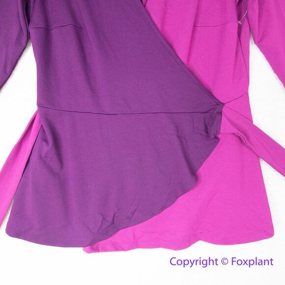 New! ELOQUII Colorblock Wrap Top Purple Fuchsia Stretch Knit plus size 20 - Picture 4 of 14